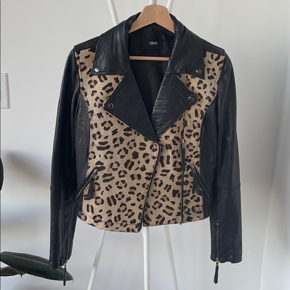 Leather Asos Cheetah Jacket ASOS Leopard Print Bonded Hooded Faux Fur Jacket In Black Lyst UK